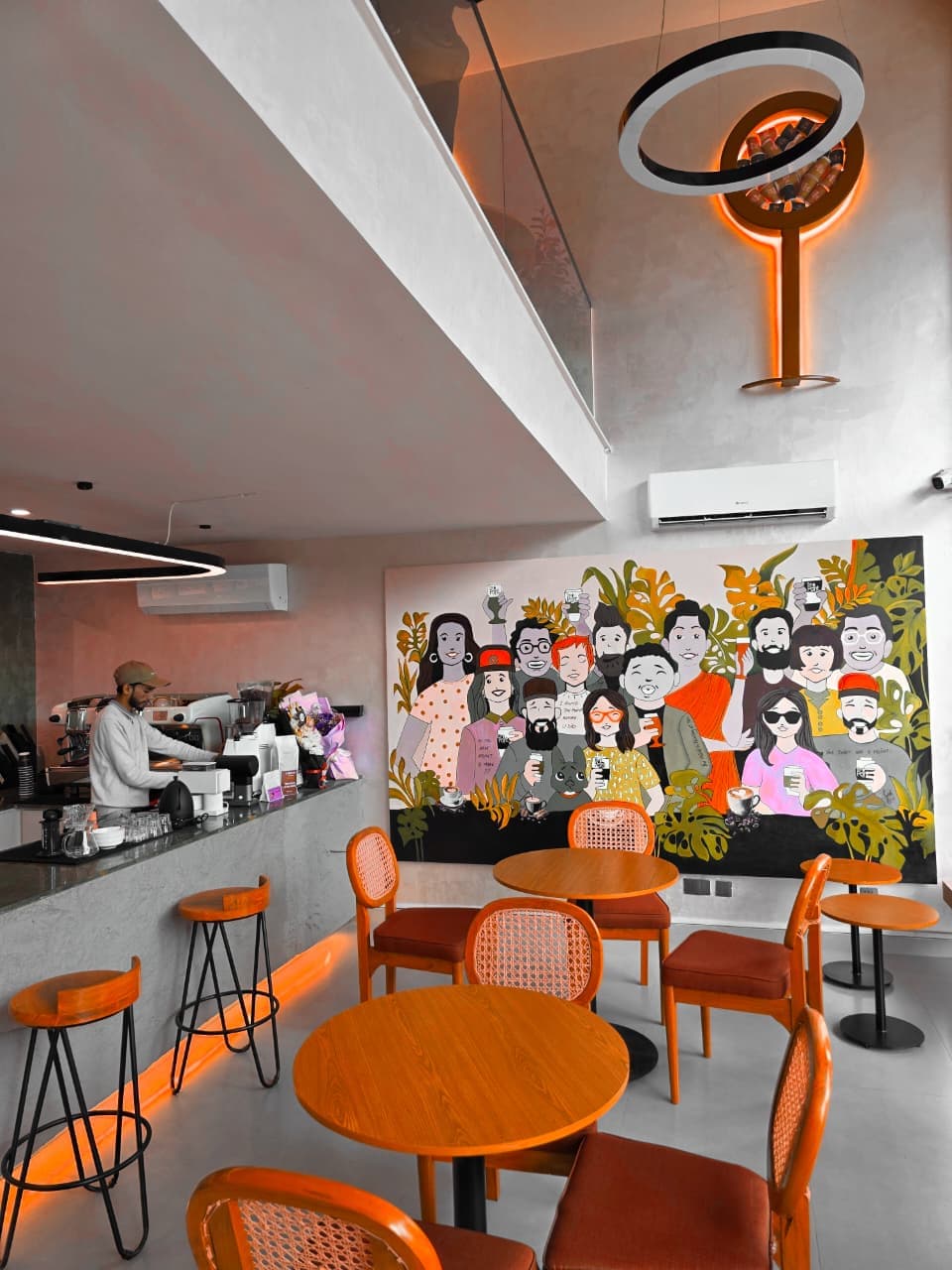 Coffee machine pulling a shot